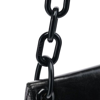 Prada Black Calfskin Madras Swing Chain Shoulder Bag