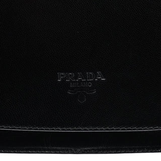Prada Black Calfskin Madras Swing Chain Shoulder Bag