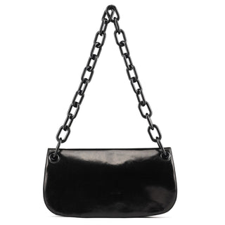 Prada Black Calfskin Madras Swing Chain Shoulder Bag