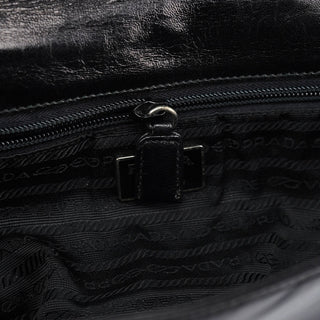 Prada Black Calfskin Madras Swing Shoulder Bag