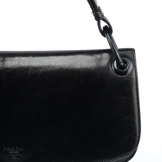 Prada Black Calfskin Madras Swing Shoulder Bag