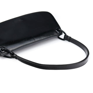 Prada Black Calfskin Madras Swing Shoulder Bag