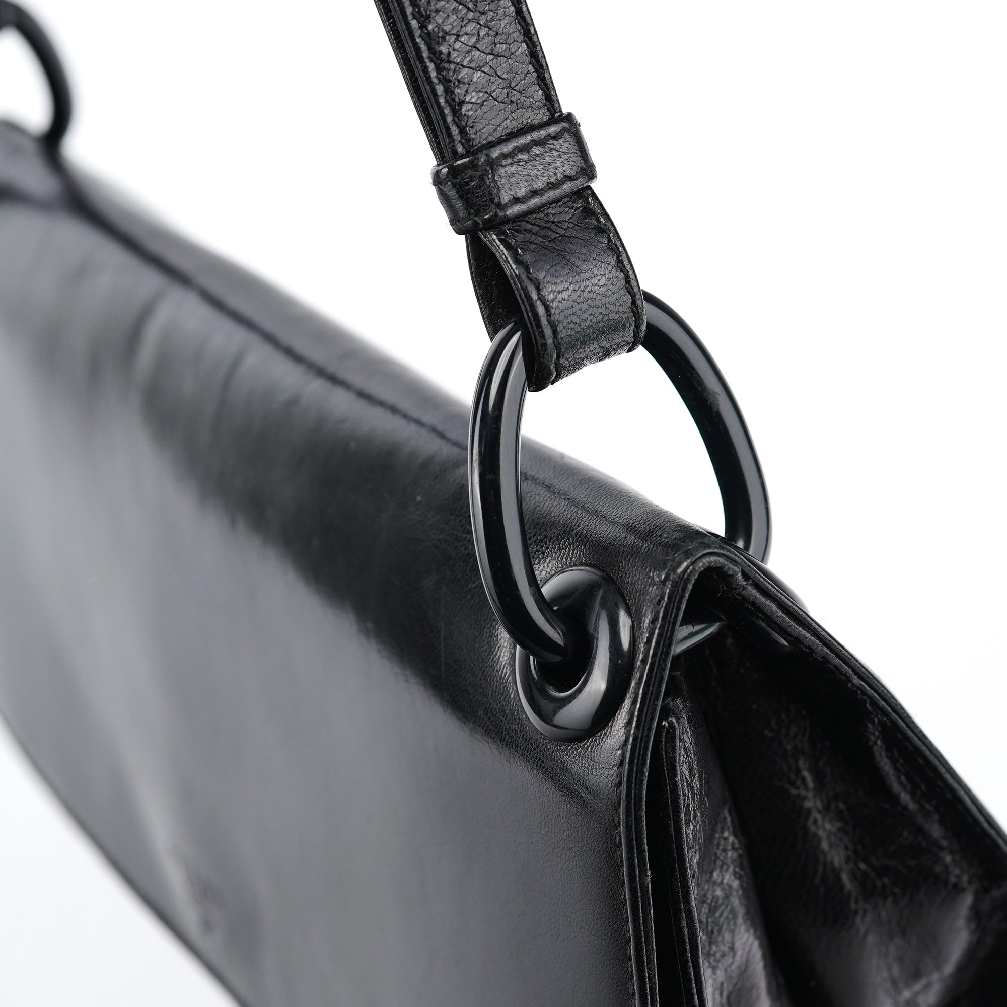 Prada Black Calfskin Madras Swing Shoulder Bag