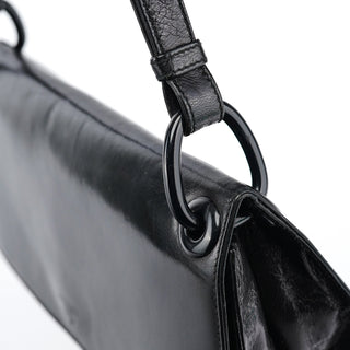 Prada Black Calfskin Madras Swing Shoulder Bag