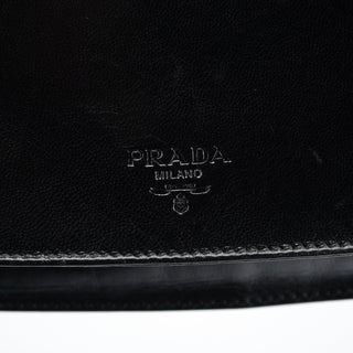Prada Black Calfskin Madras Swing Shoulder Bag
