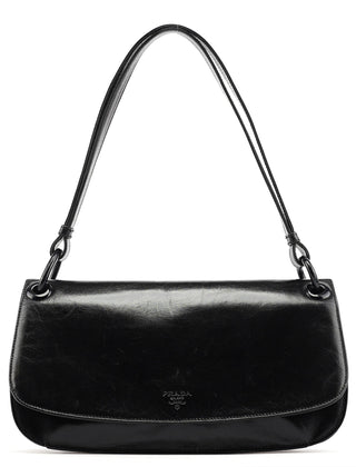Prada Black Calfskin Madras Swing Shoulder Bag