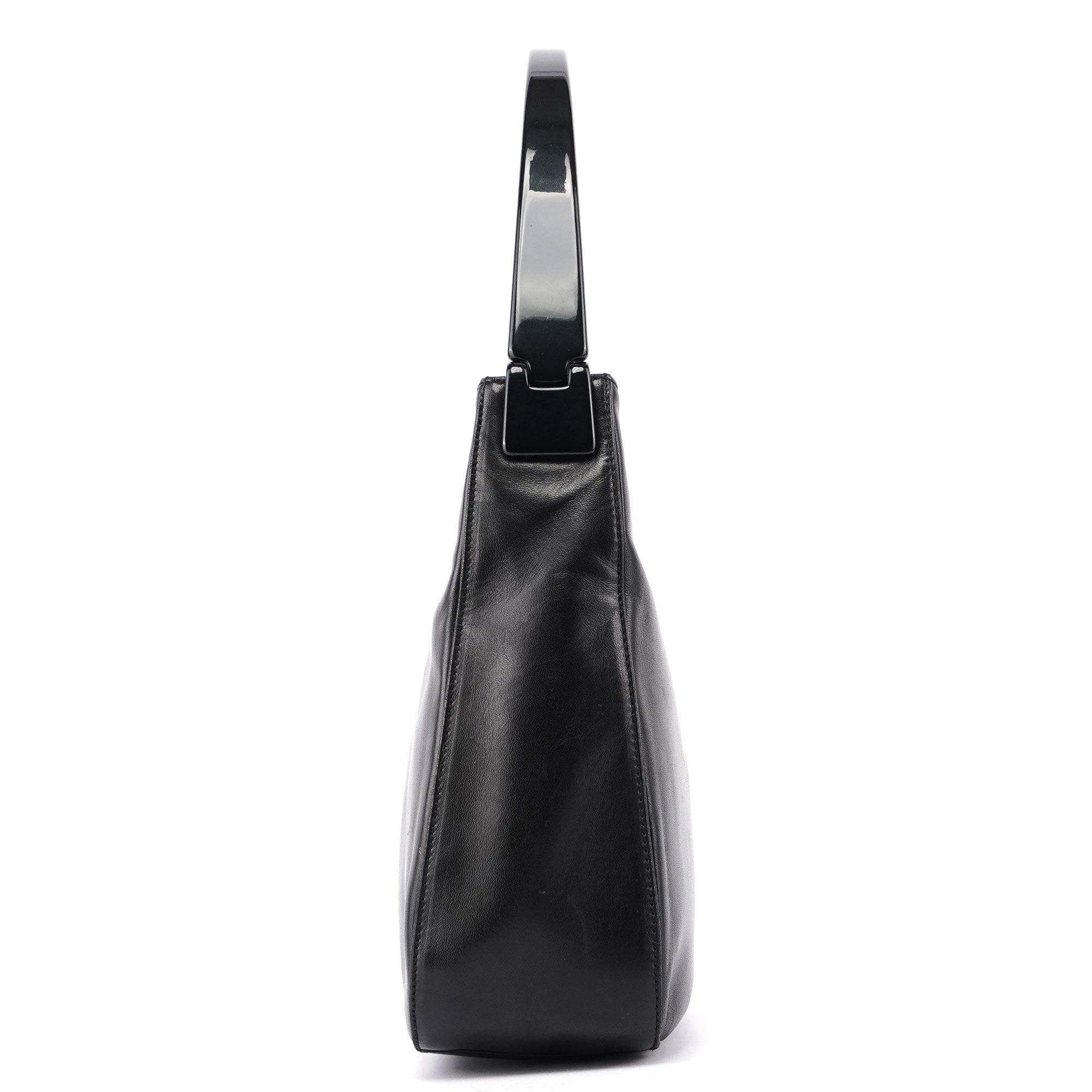 Prada Plastic Schultertasche aus schwarzem Kalbsleder 1998