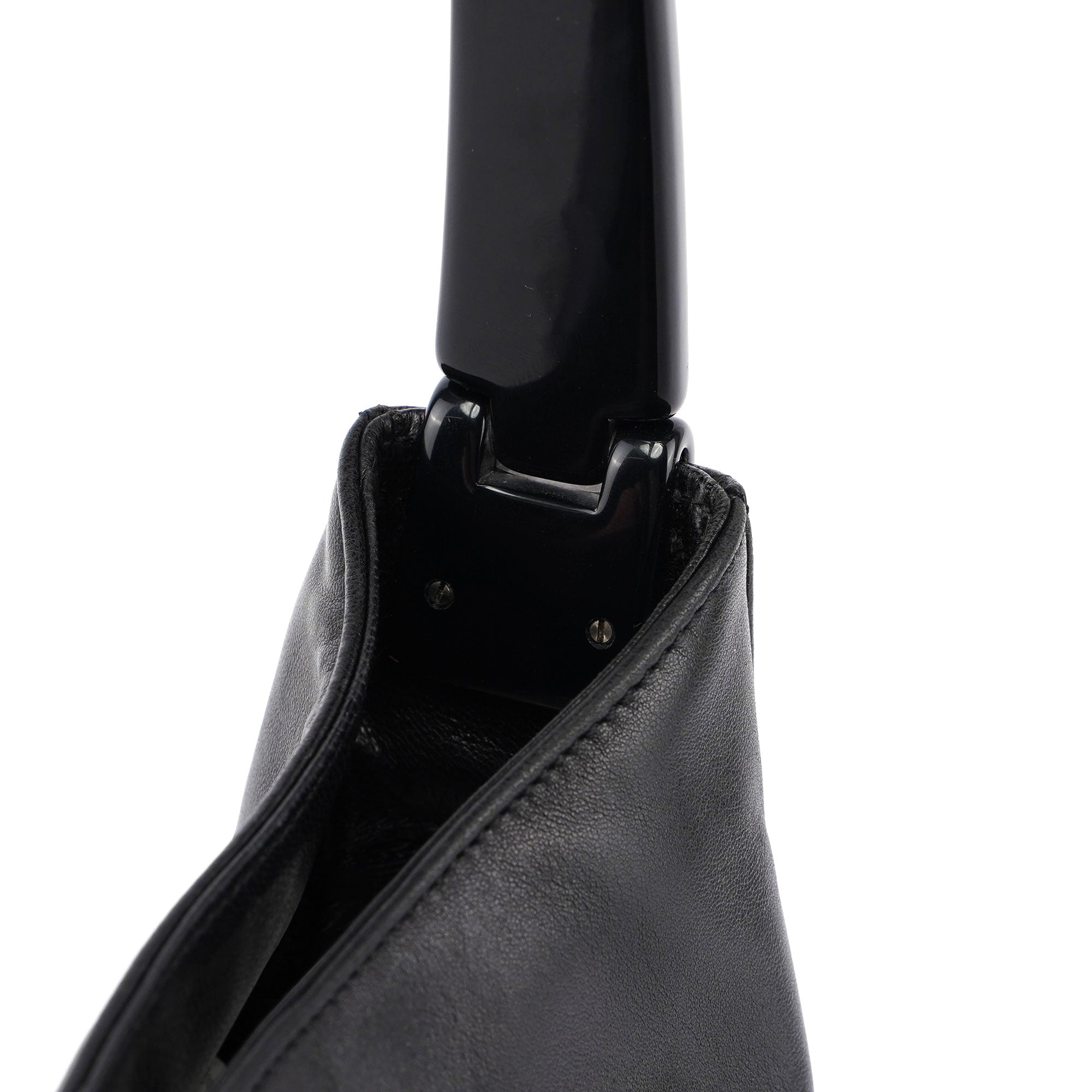 Prada Plastic Schultertasche aus schwarzem Kalbsleder 1998
