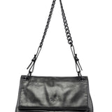 Prada Schultertasche mit Kunststoffkette aus schwarzem Kalbsleder