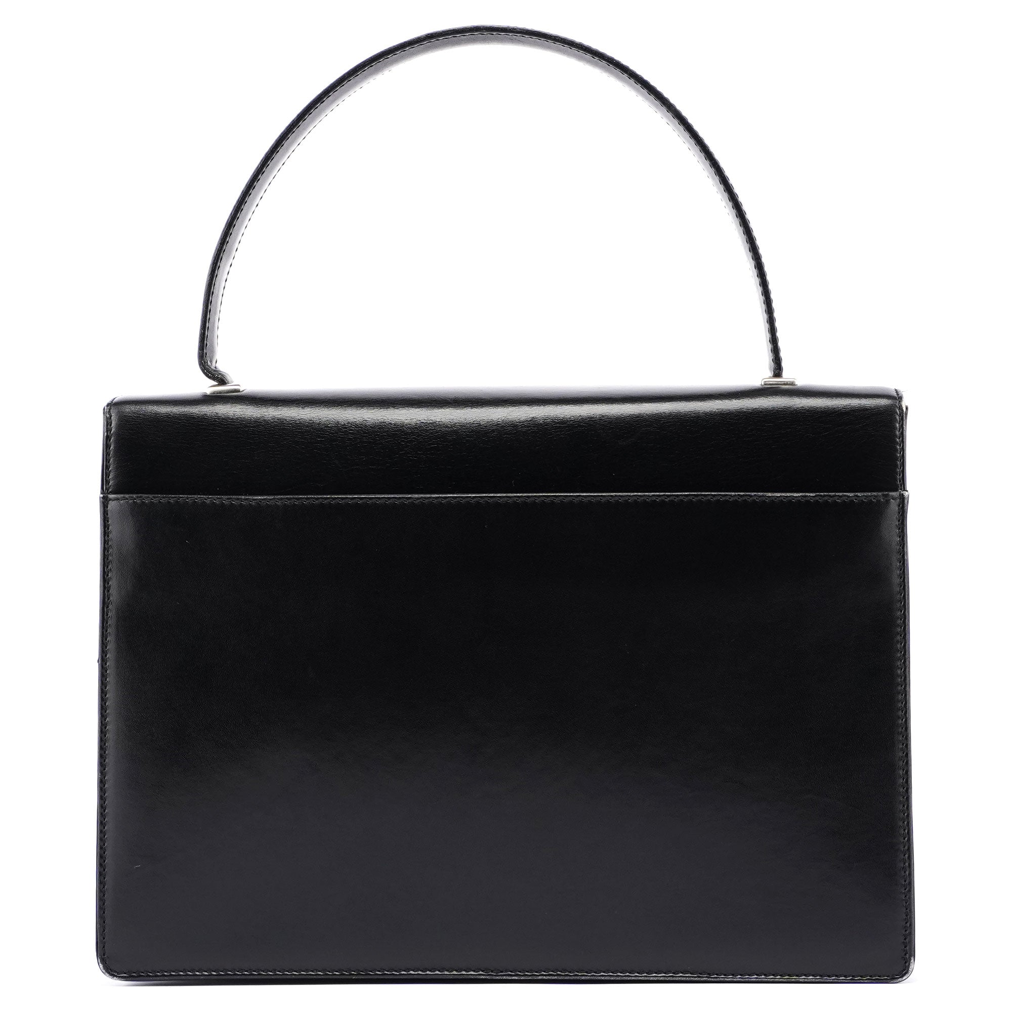 Prada Black Calfskin Top Handle Flap Bag