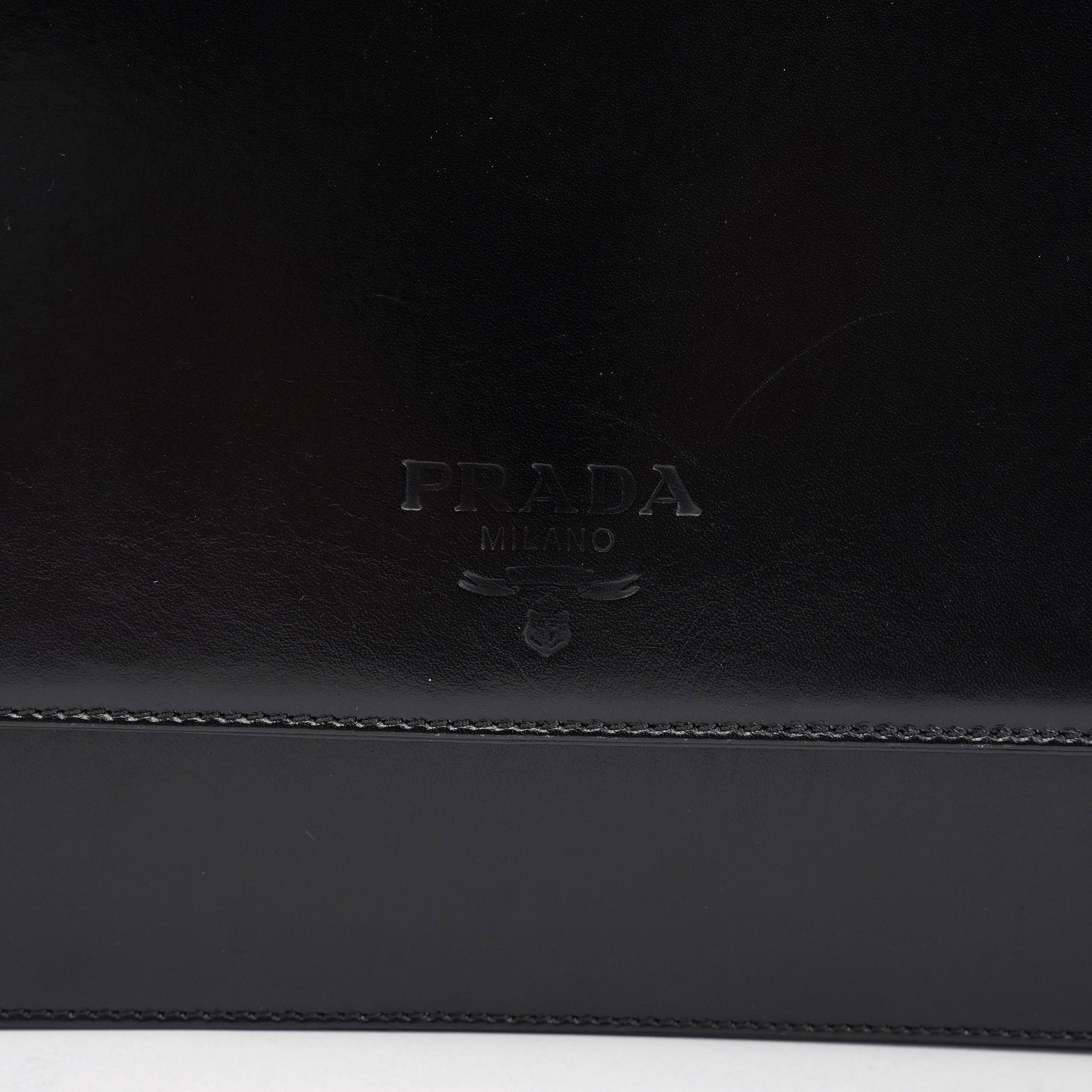 Prada Black Calfskin Top Handle Flap Bag