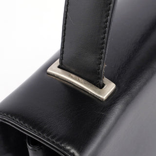 Prada Black Calfskin Top Handle Flap Bag