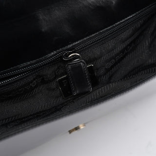 Prada Black Calfskin Vitello Top Handle Bag