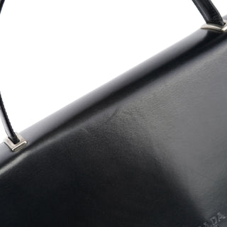 Prada Black Calfskin Vitello Top Handle Bag