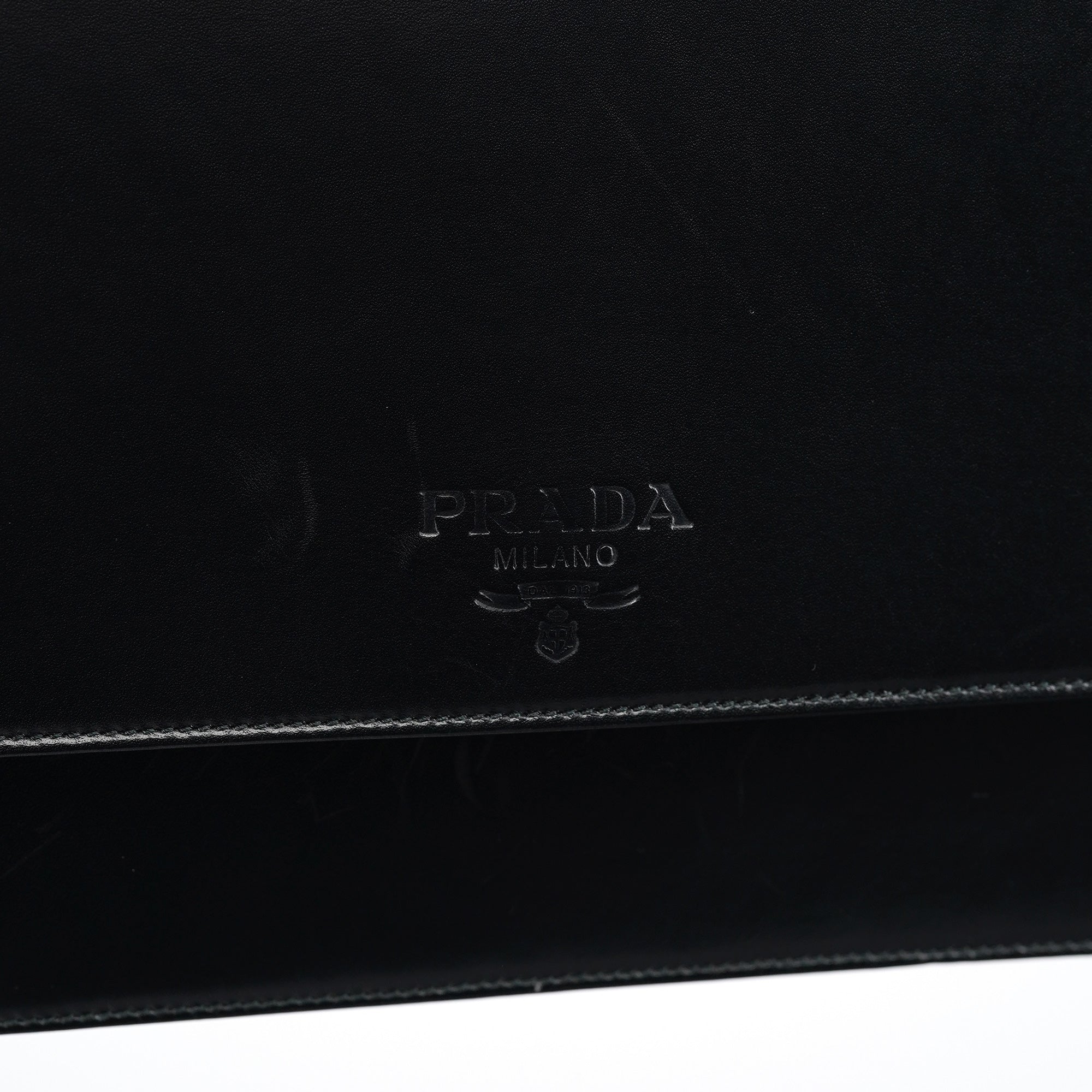 Prada Black Calfskin Vitello Top Handle Bag