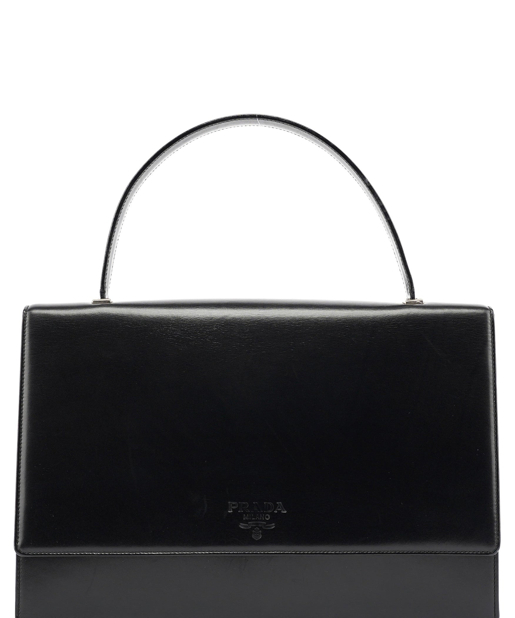 Prada Black Calfskin Vitello Top Handle Bag