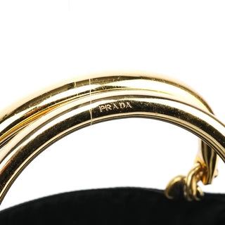 Prada Black Gold Tessuto Metallo Tote Bag