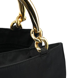 Prada Black Gold Tessuto Metallo Tote Bag