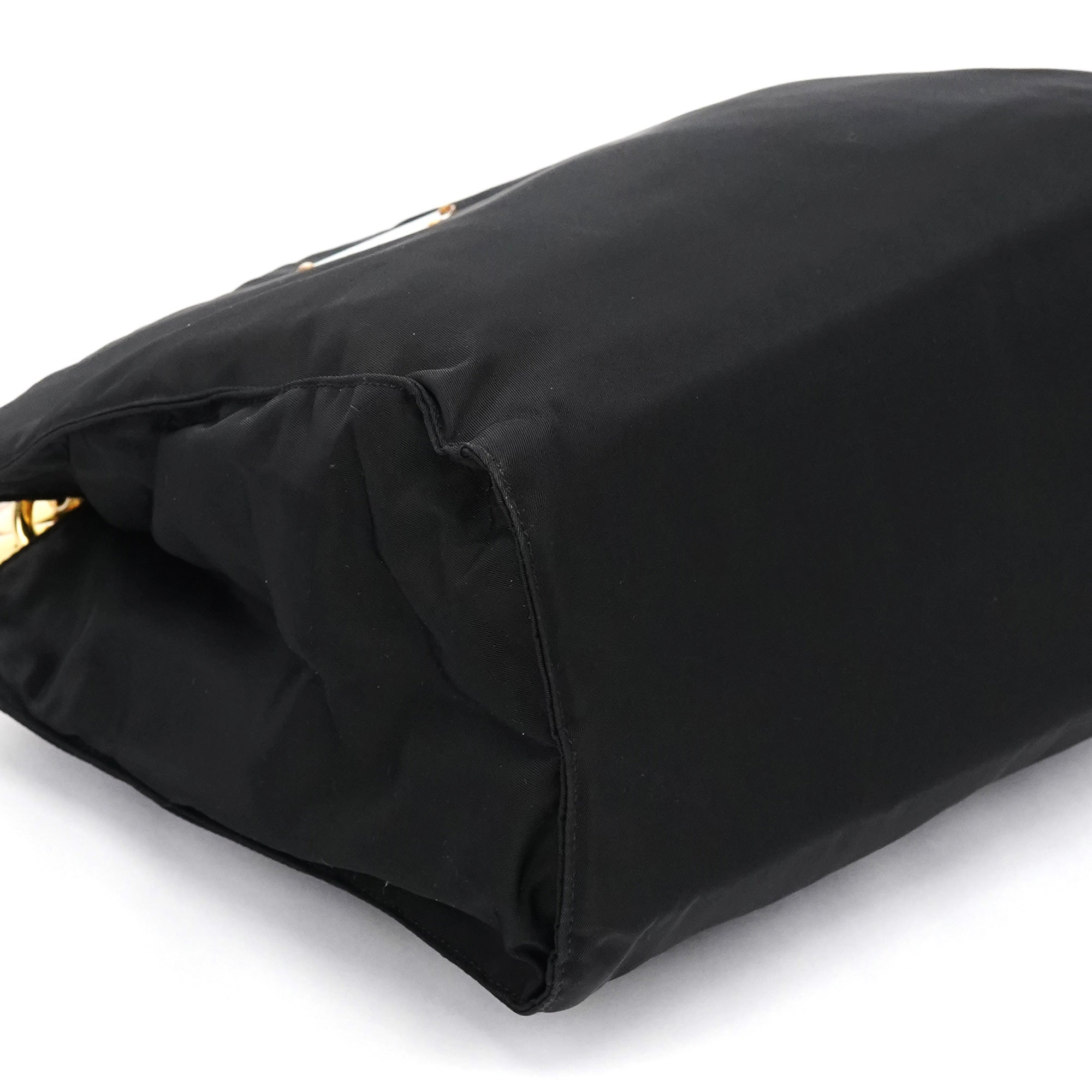 Prada Black Gold Tessuto Metallo Tote Bag