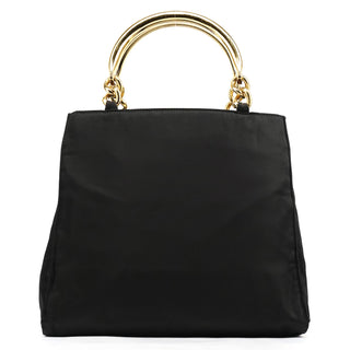 Prada Black Gold Tessuto Metallo Tote Bag