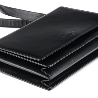Prada Black Leather Flap Shoulder Bag