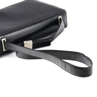 Prada Black Leather Flap Shoulder Bag