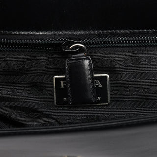 Prada Black Leather Flap Shoulder Bag