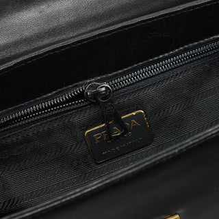 Prada Black Leather Gold Top Handle Bag