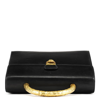 Prada Black Leather Gold Top Handle Bag