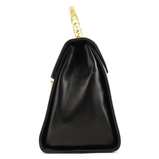Prada Black Leather Gold Top Handle Bag