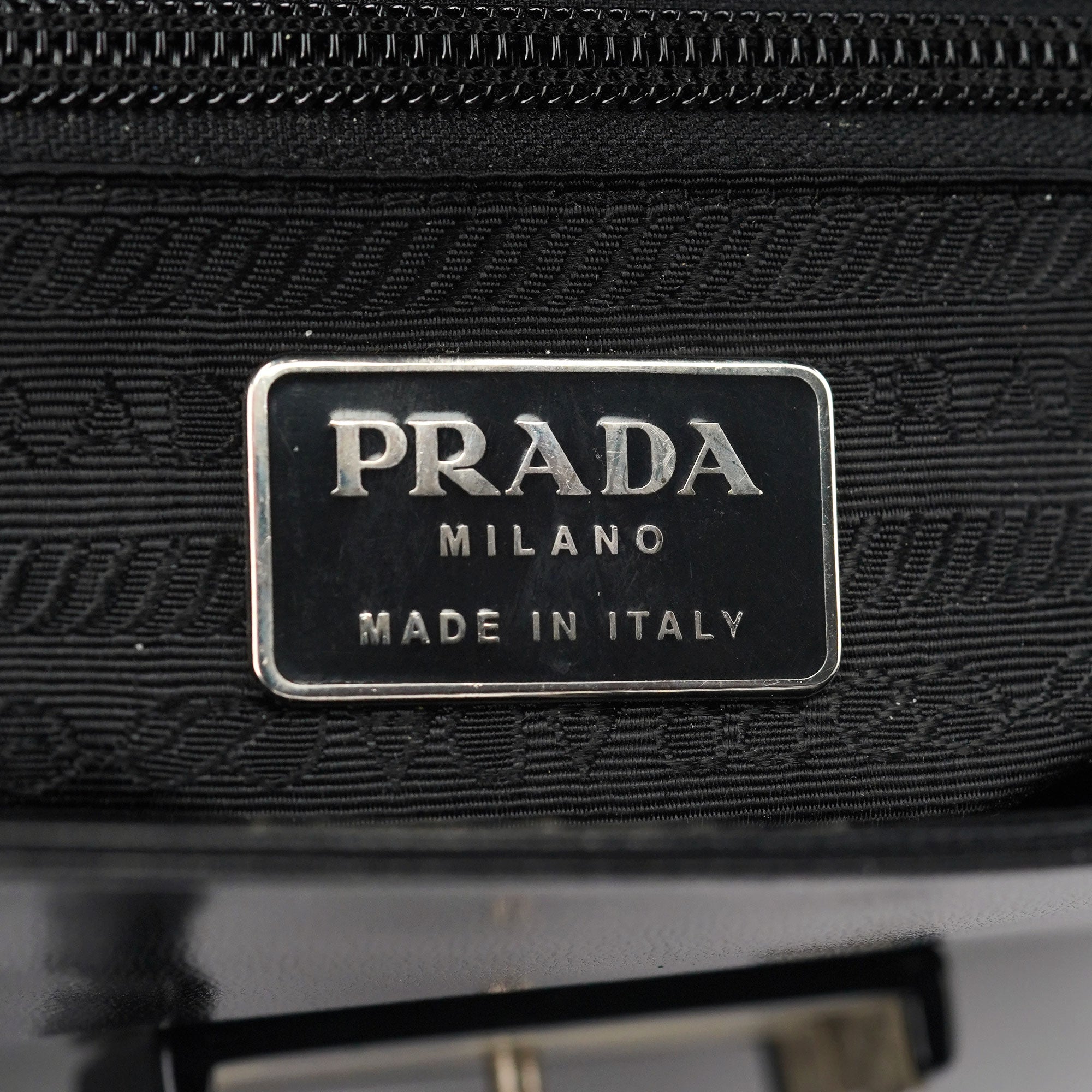 Prada Black Leather Madras Swing Shoulder Bag