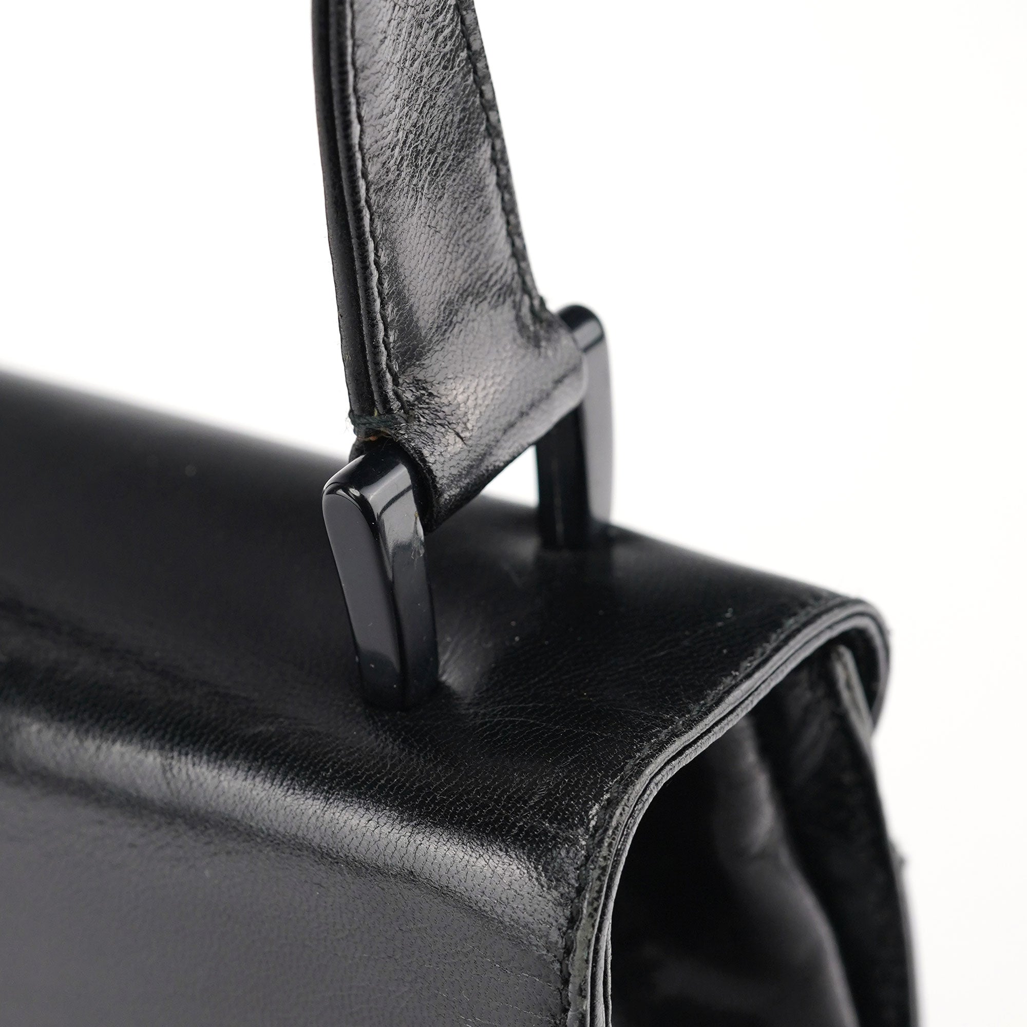 Prada Black Leather Madras Swing Shoulder Bag
