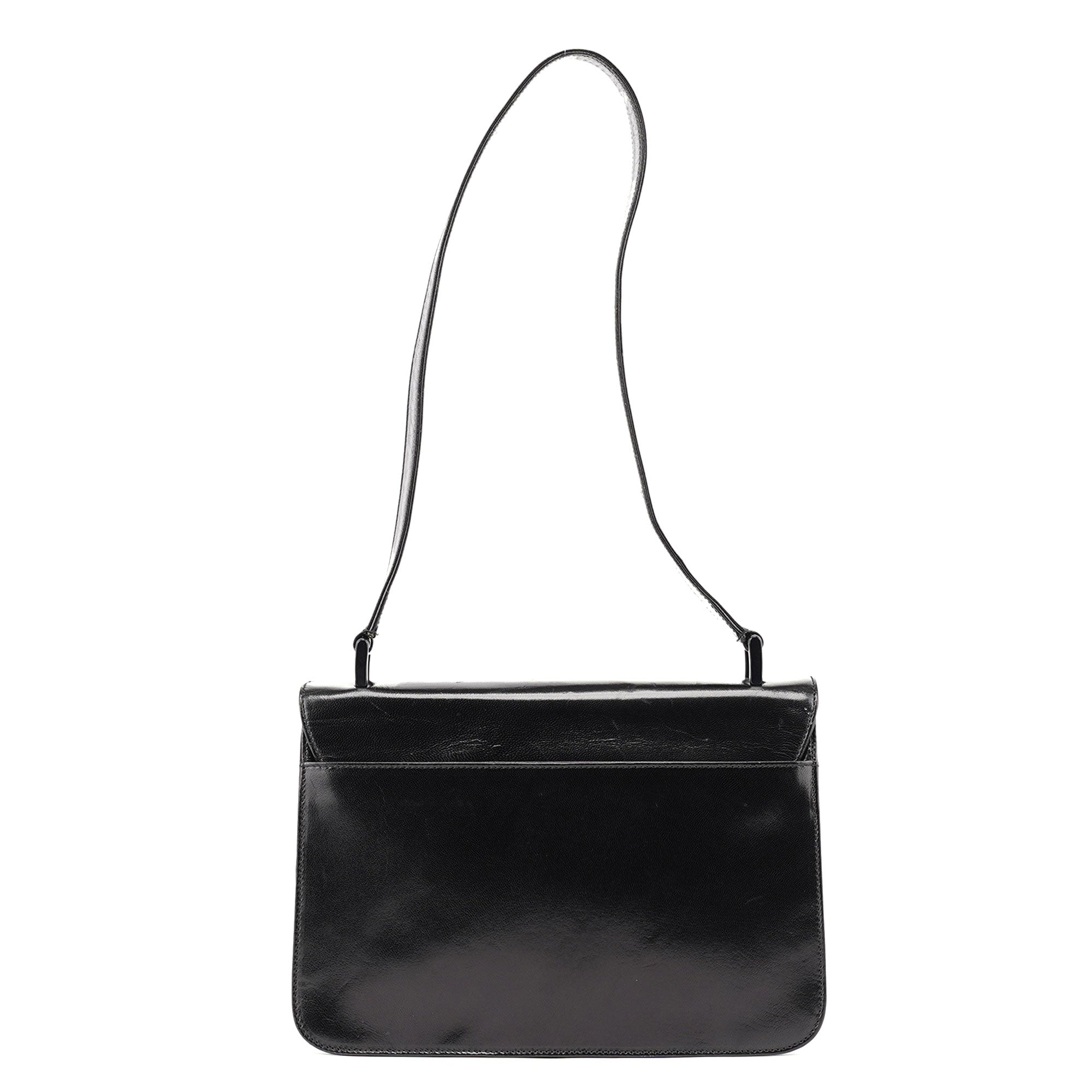 Prada Black Leather Madras Swing Shoulder Bag