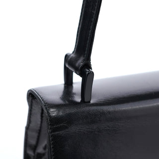 Prada Black Madras Calfskin Buckle Shoulder Bag