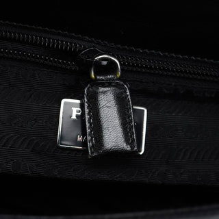 Prada Black Madras Calfskin Buckle Shoulder Bag