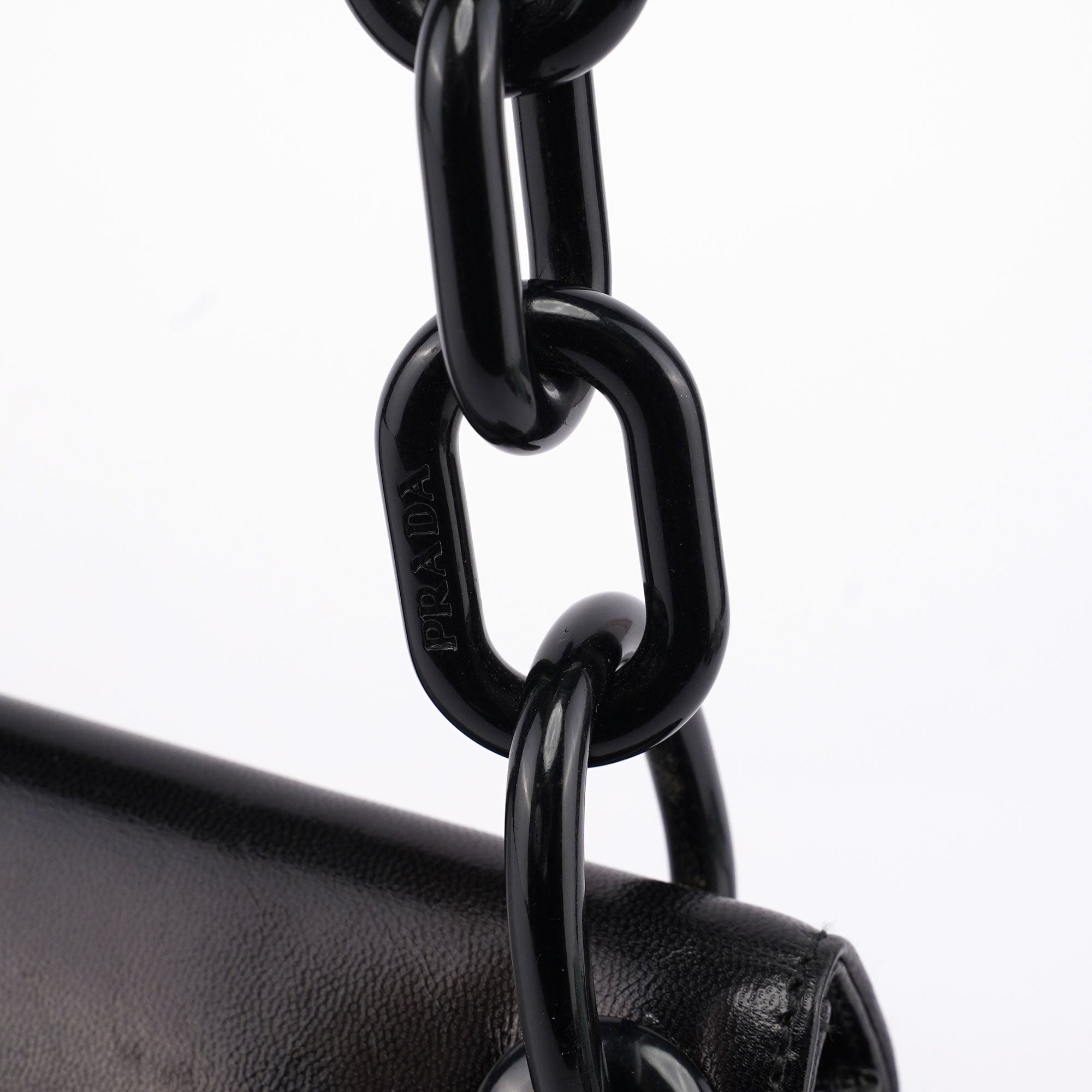 Prada Black Madras Swing Chain Shoulder Bag