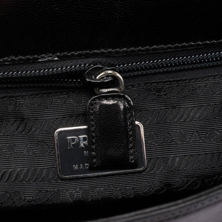 Prada Black Madras Swing Chain Shoulder Bag