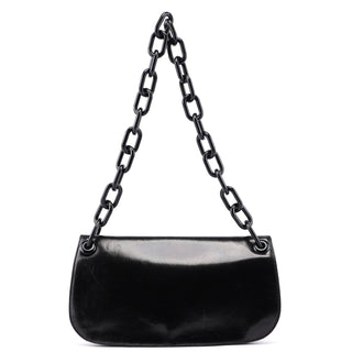 Prada Black Madras Swing Chain Shoulder Bag