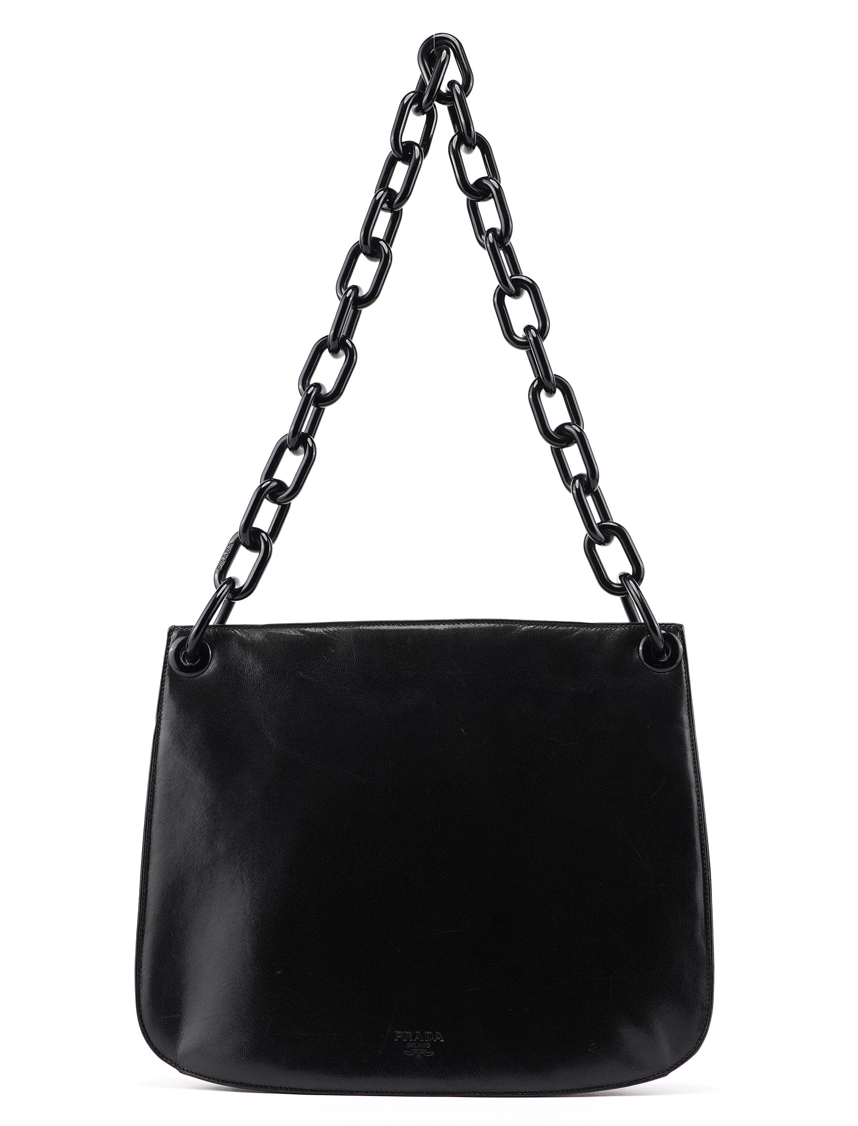 Prada Black Madras Swing Plastic Chain Bag