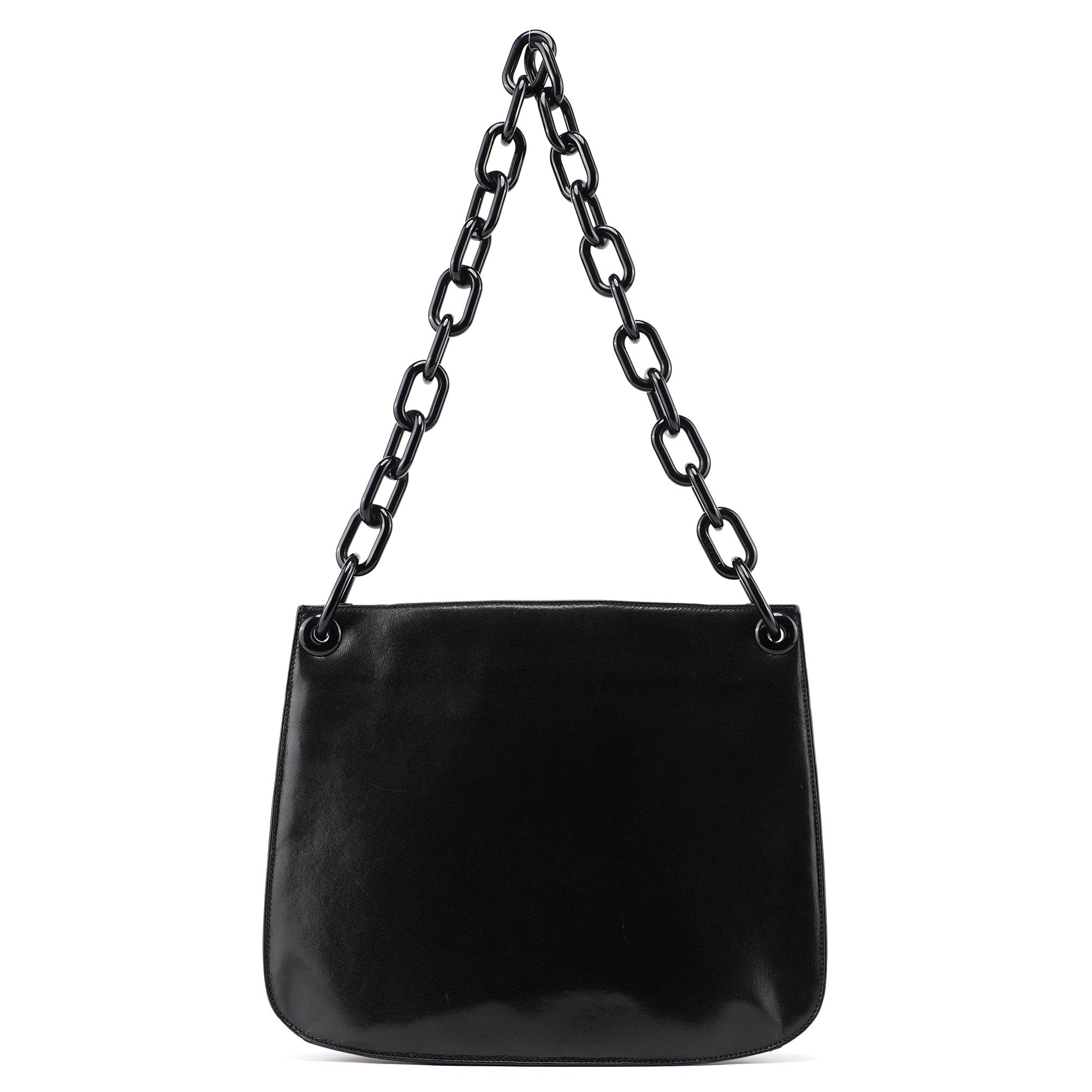 Prada Black Madras Swing Plastic Chain Bag