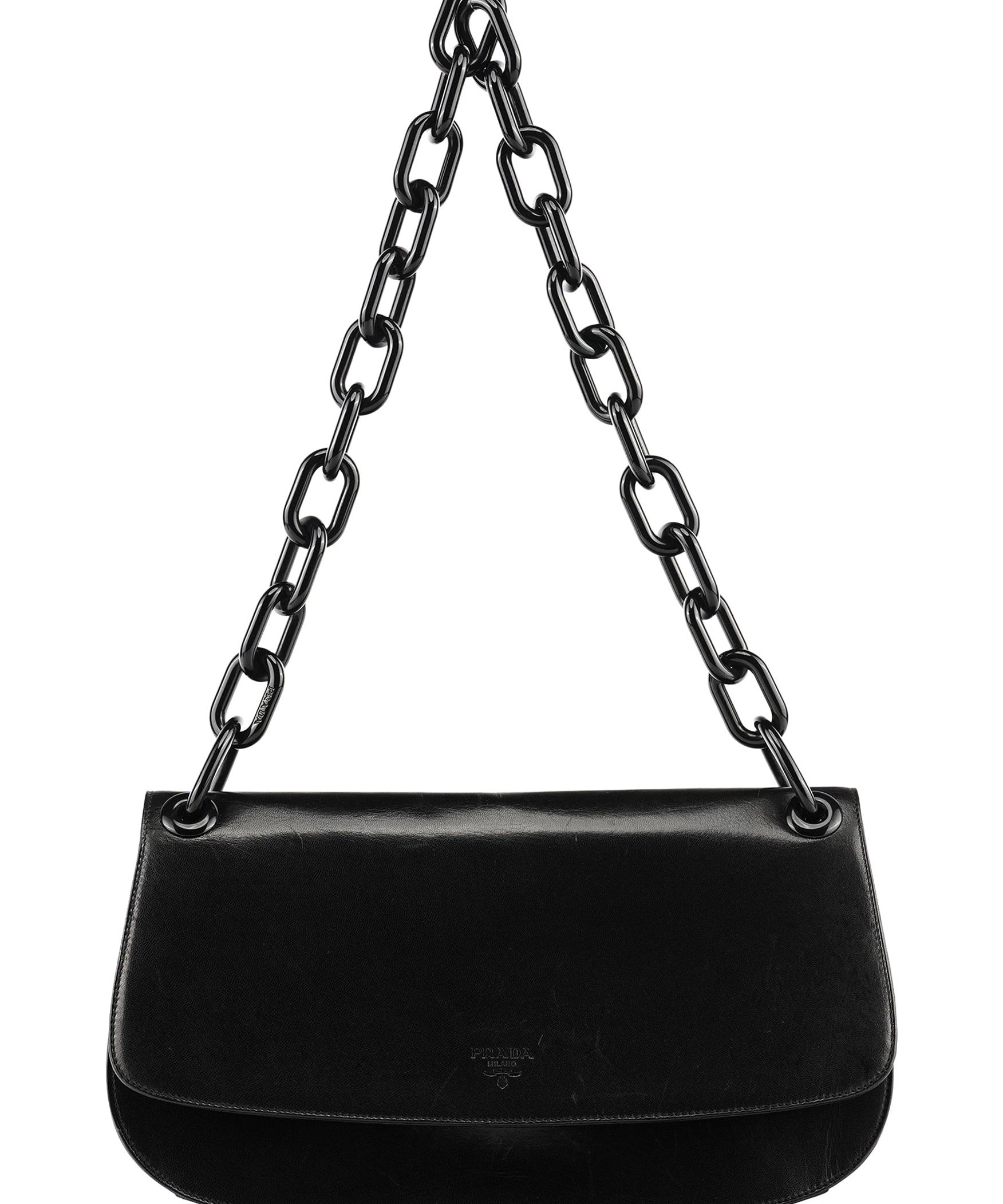 Prada Black Madras Swing Shoulder Bag
