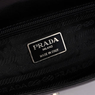 Prada Black Madras Swing Shoulder Bag