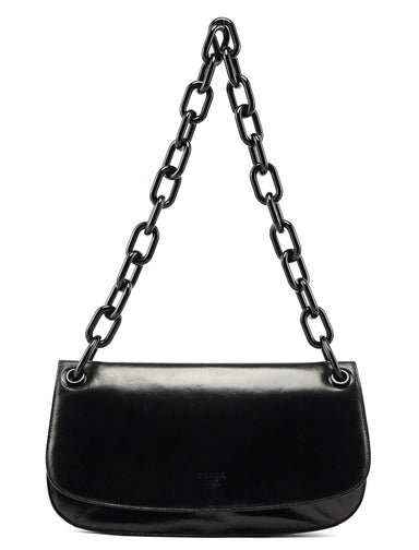 Prada Black Madras Swing Shoulder Bag