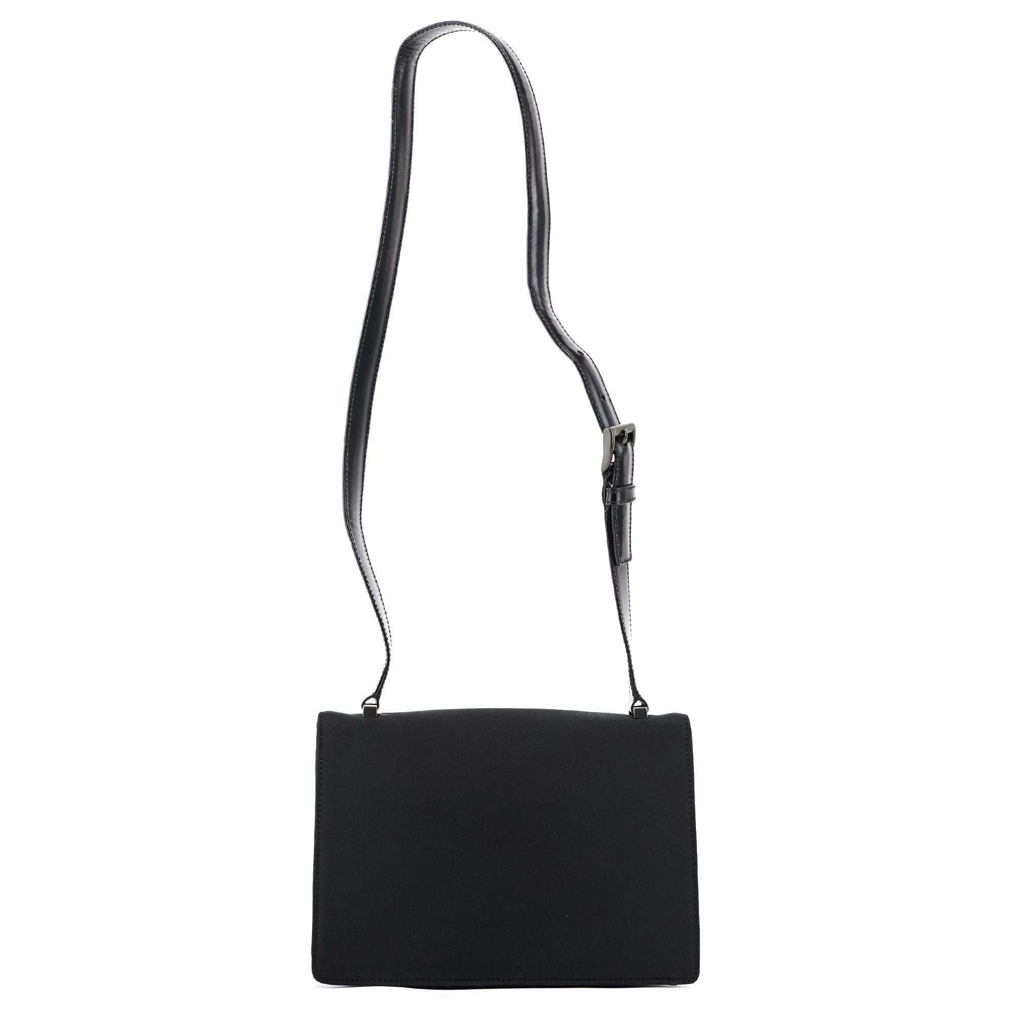 Prada Black Nylon Buckle Shoulder Bag