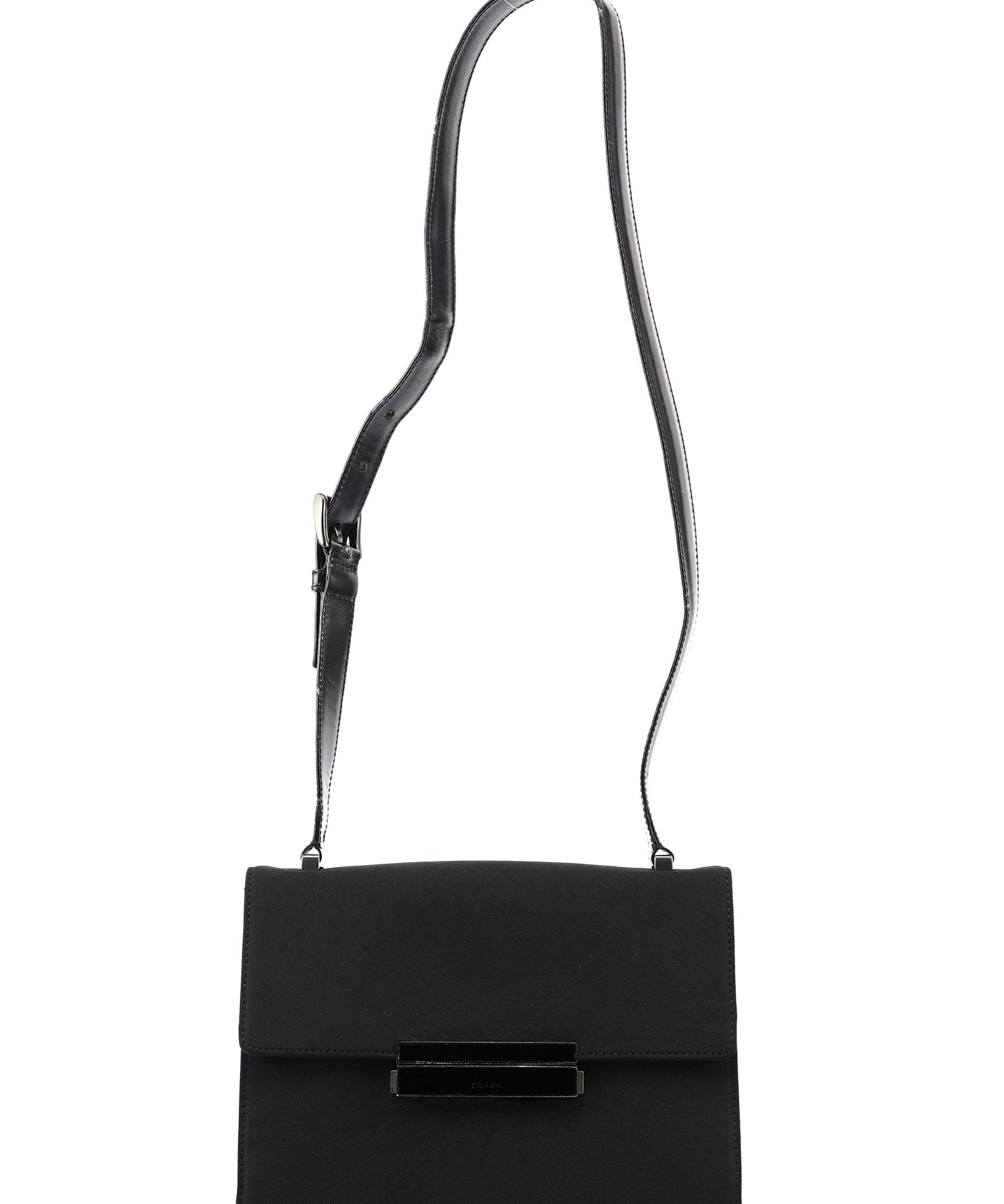 Prada Black Nylon Buckle Shoulder Bag