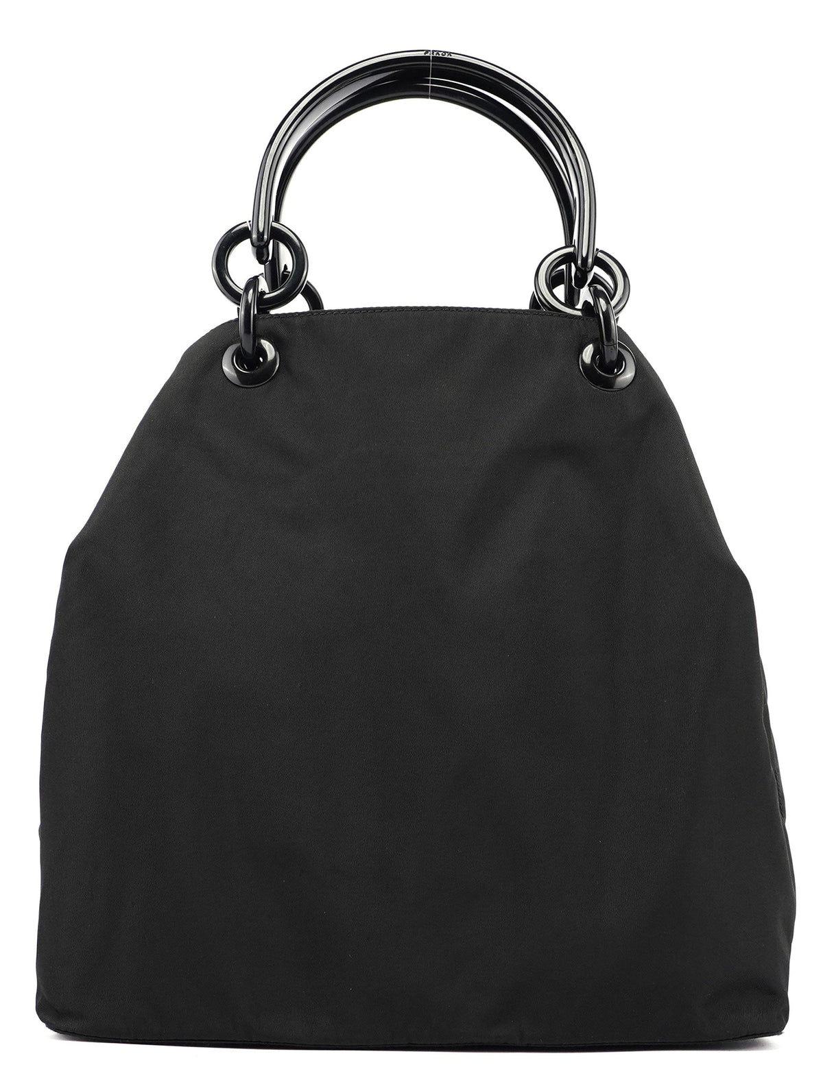 RARA Borsa a tracolla vintage PRADA Tessuto Hobo nylon manico in plastica  nera