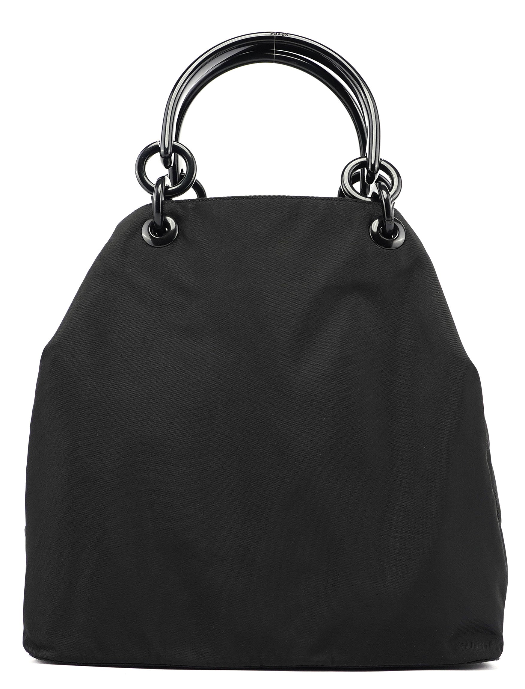 Prada Black Nylon Plastic Handle Bag