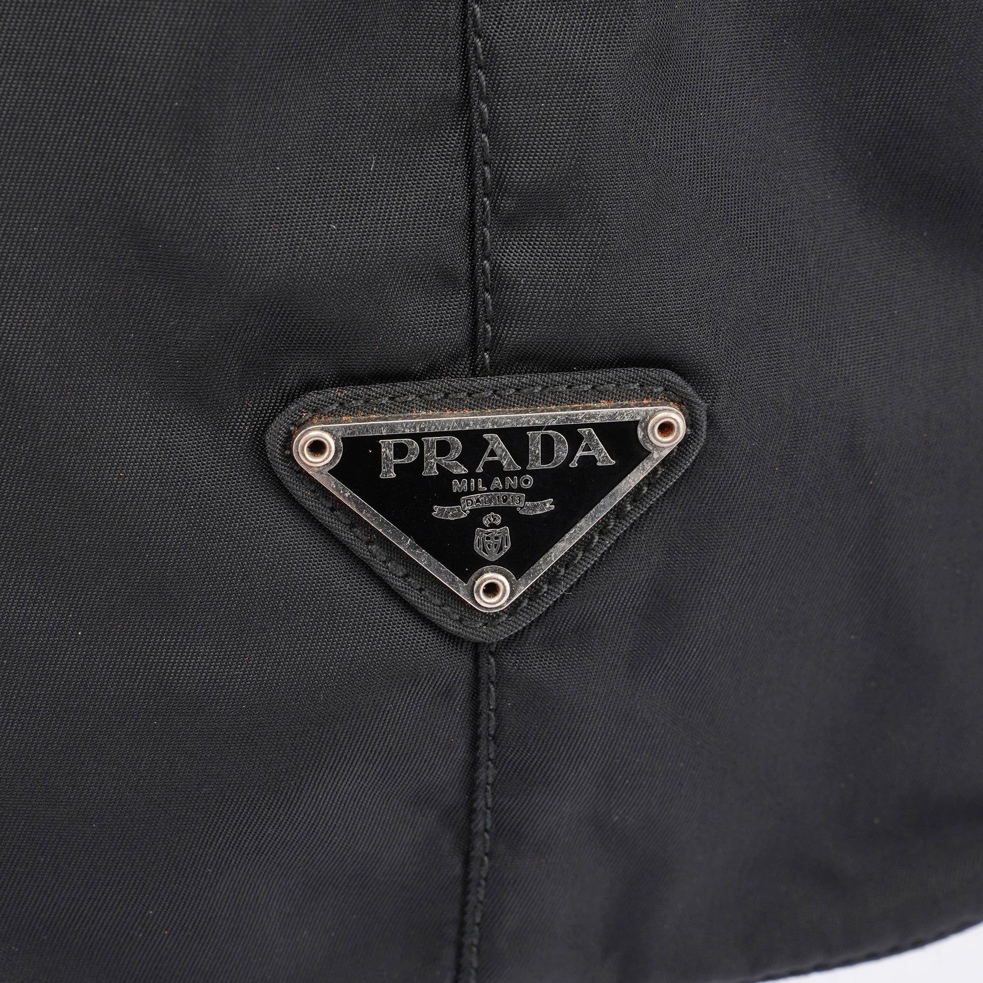 Prada Black Nylon Plastic Handle Bag