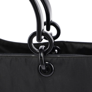 Prada Black Nylon Plastic Handle Tote