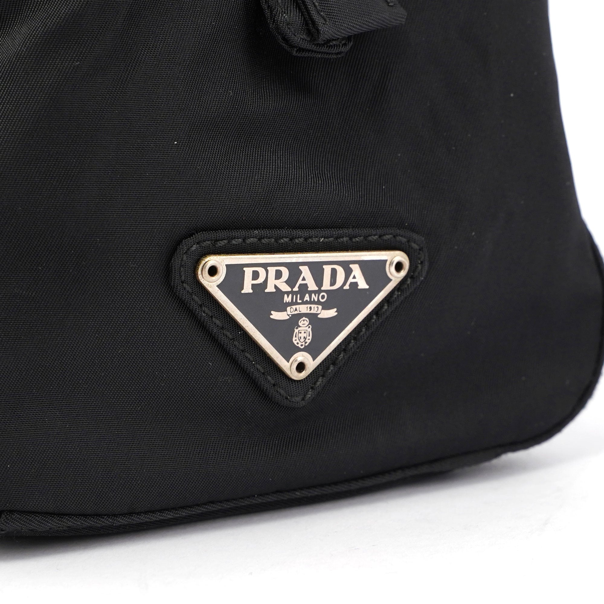 Prada Black Nylon Plastic Handle Tote